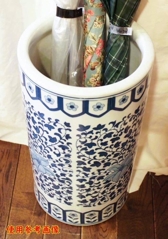 景徳鎮 陶器製 傘立て 円筒型 径47cm×高さ26cm 受注発注商品の