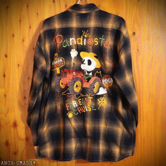 XXLサイズのみラスト1点もってけ価格！在庫限りセール SALE 30%off PANDIESTA ファーマーズパンダ オンブレチェックシャツ (595204) 【送料無料】パンディエスタ 刺繍 長袖 ご奉仕品の為返品交換不可
