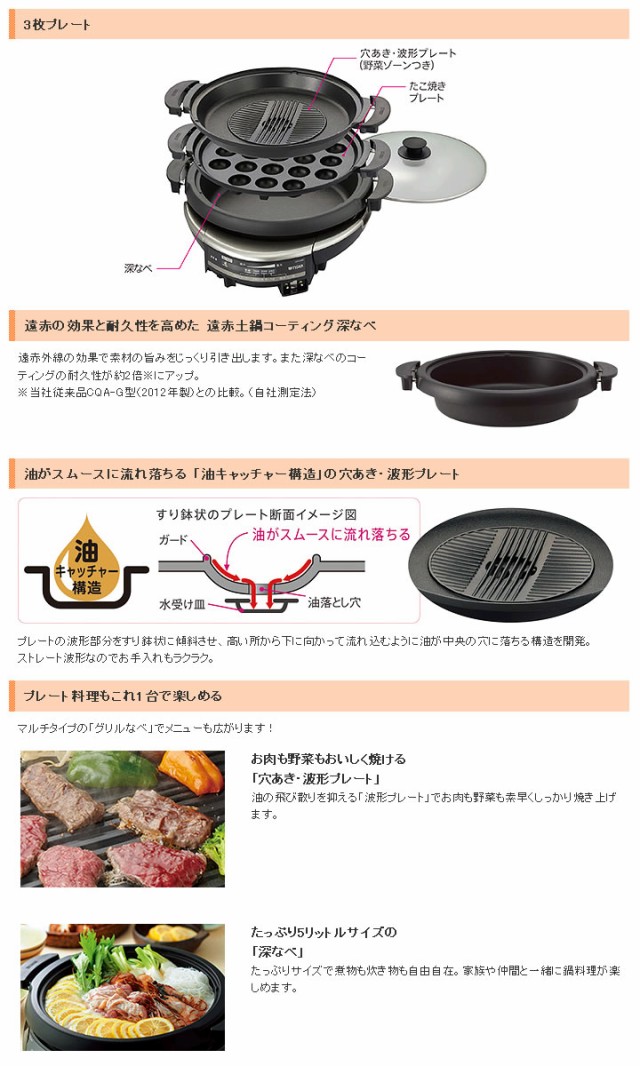 日本人気超絶の タイガー グリル鍋 3枚プレート CQD-B300-TH qdtek.vn