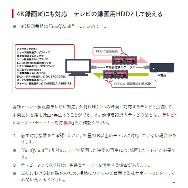 外付けHDD 8TB バッファロー SeeQVault対応 ハードディスク HD-SQS8U3-A