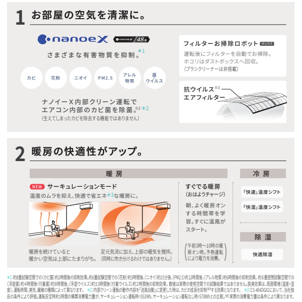 エアコン 8畳 標準工事費込 パナソニック エオリア GXシリーズ CS-254DGX-W 2.5kW クリスタルホワイト フィルター自動掃除