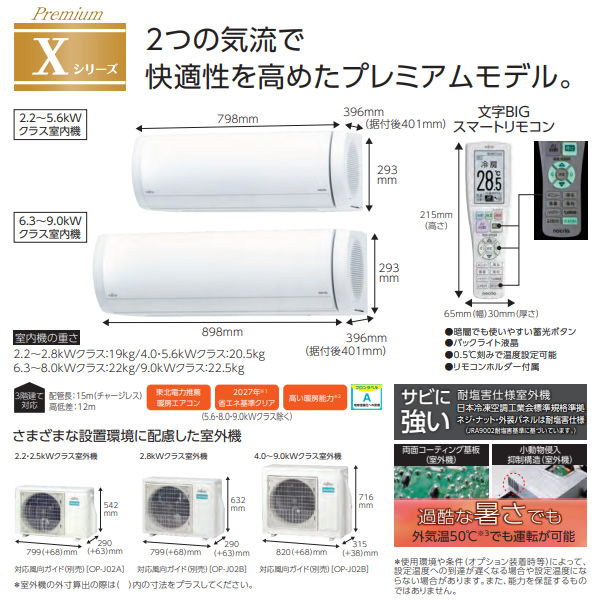 エアコン 富士通ゼネラル AS-X715S2W ノクリア Xシリーズ 23畳用 ホワイト 7.1kW 単相200V
