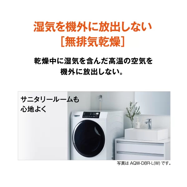 在庫あり　【リファービッシュ品/超美品】【標準設置費込】ドラム式洗濯乾燥機 AQUA アクア 8.0kg 右開き ホワイト AQW-D8R-R-W