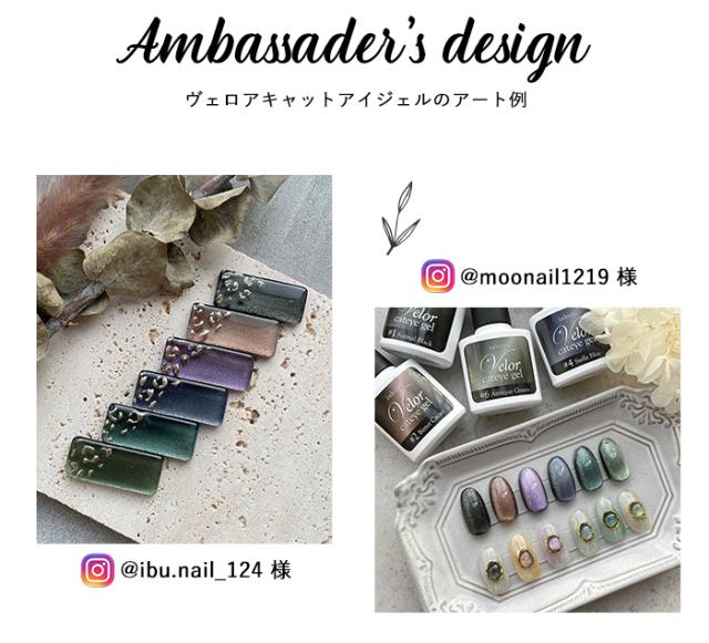 ヴェロアキャットアイジェル全色セットアート例