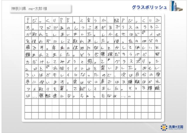 ガラスクリーナー ウォータースポット除去剤 スケール除去剤 輪じみ ウロコ除去剤 グラスポリッシュ 洗車の王国 SENSHA