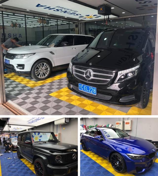 ベランダ タイル デッキパネル ジョイントマット 排水フロアーパネル 洗車場 洗車店 整備工場 板金工場 コーティングショップ バイクショップ 工場 ショールーム 店舗の床