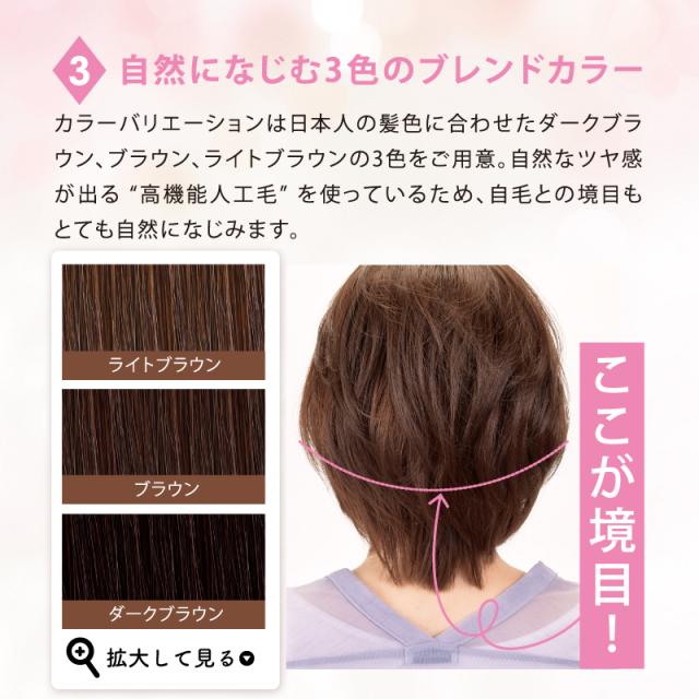 ナチュウィッグ KOGAO ブラウン (巾着付き) (送料無料 ボリュームアップ 小顔効果 白髪隠し UV 抗菌仕様 人工皮膚ネット)《ティーライフ》