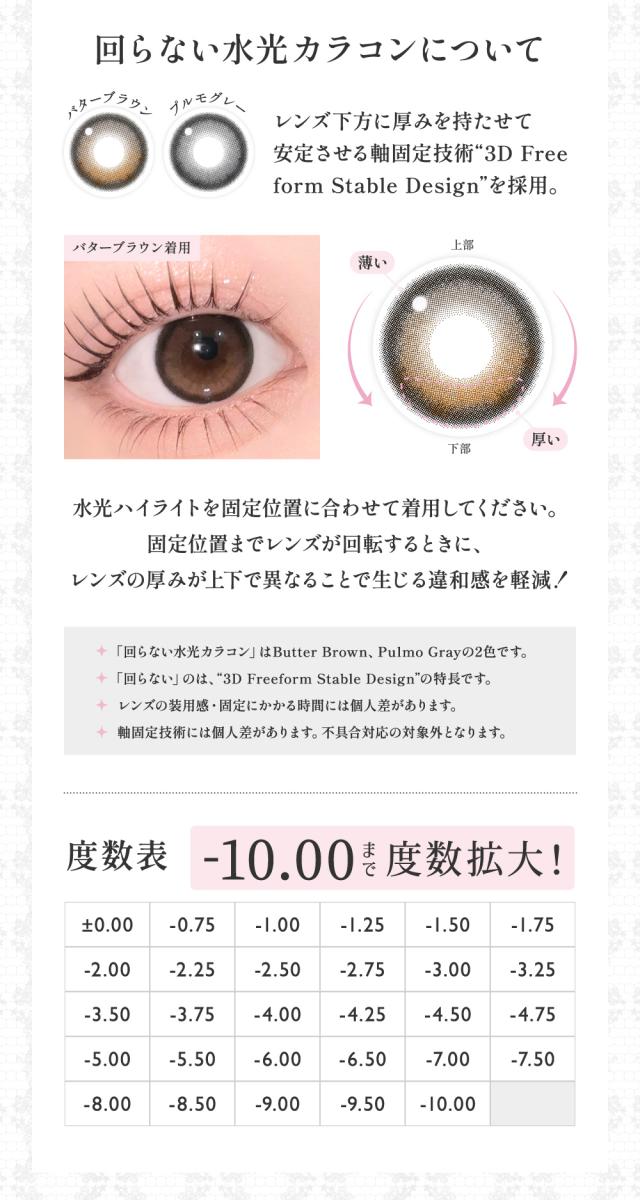 回らない水光カラコンについて 度数表 ±0.00-0.75-1.00-1.25-1.50-1.75-2.00-2.25-2.50-2.75-3.00-3.25-3.50-3.75-4.00-4.25-4.50-4.75-5.00-5.50-6.00-6.50-7.00-7.50-8.00-8.50-9.00-9.50-10.00