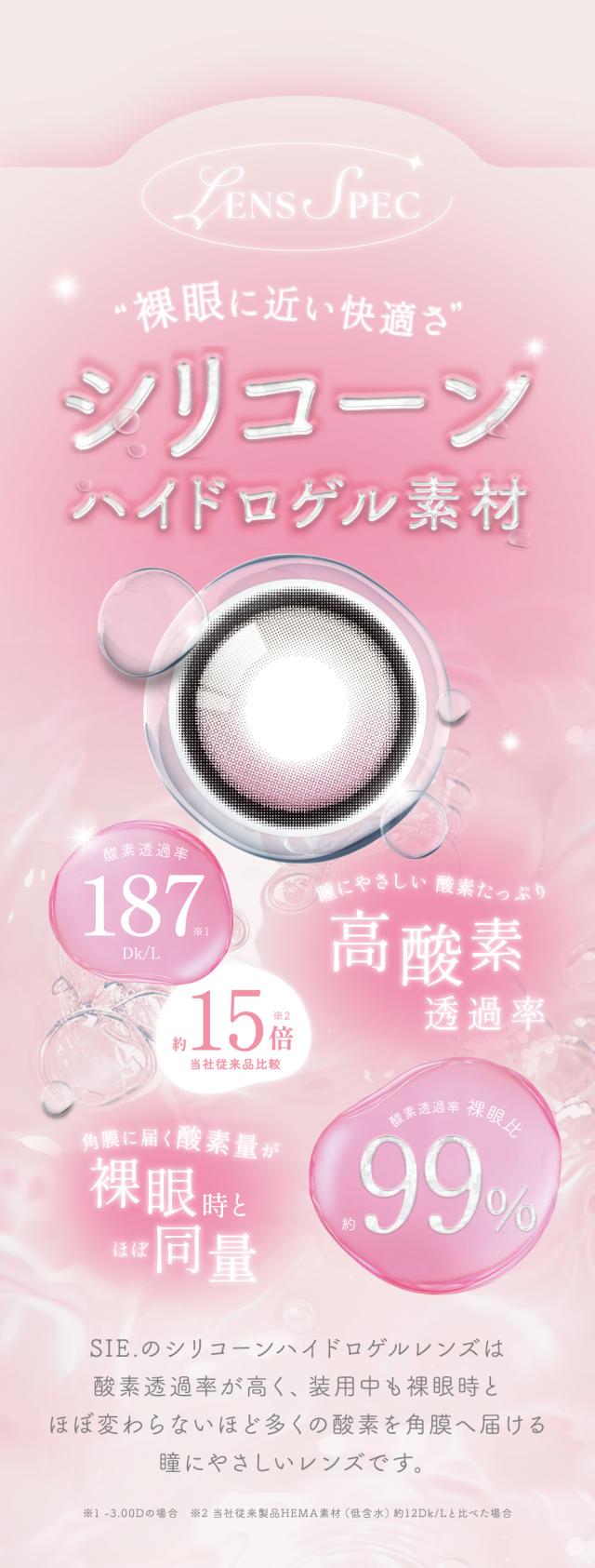 レンズスペック 裸眼に近い快適さ シリコーンハイドロゲル素材