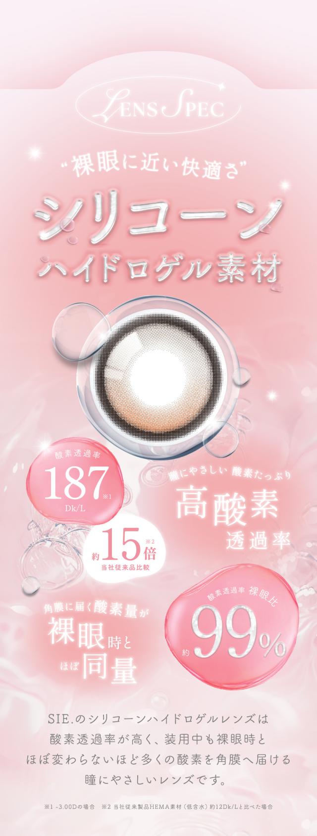 レンズスペック 裸眼に近い快適さ シリコーンハイドロゲル素材