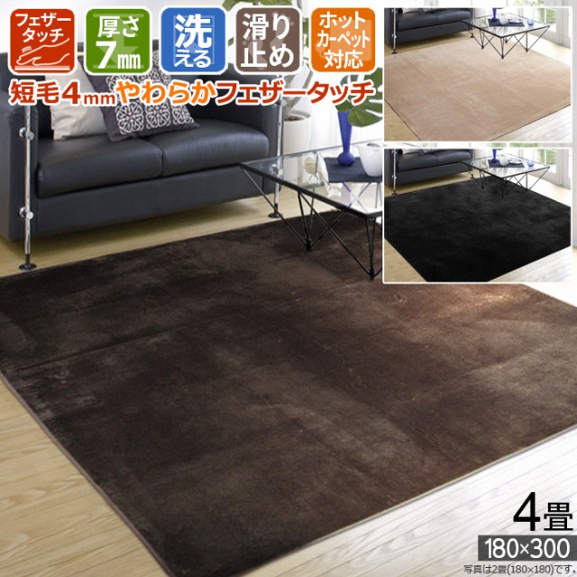 ラグ 秋用 冬用 洗える 4畳 ホットカーペット対応 180×300 カーペット