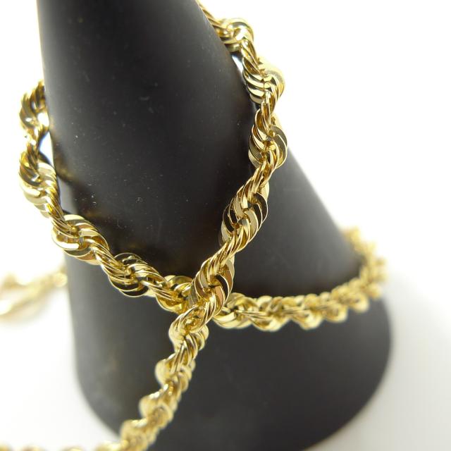 18金 ロープ チェーン ブレスレット 幅1.9mm 17cm 0.8g K18 レディース