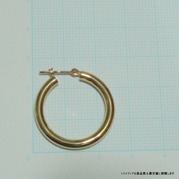18金 18k フープピアス 幅3mm 外径25mm イエローゴールド 両耳 ペア 2 