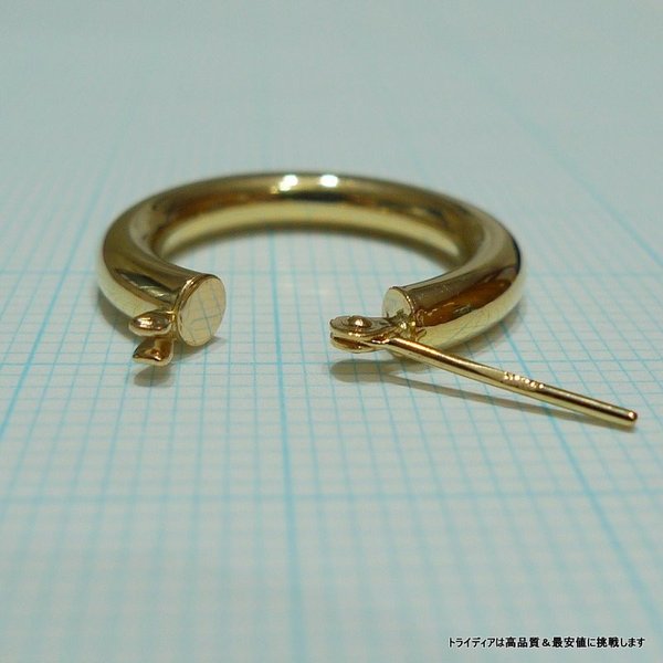K18YG 18金 フープピアス 幅3mm 外径30mm イエローゴールド 片耳 18金