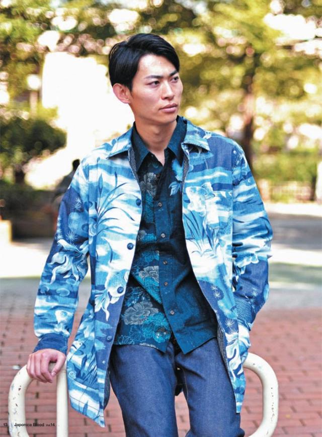 27280円を35%OFFセール 衣櫻[ころもざくら] 金魚抜染 デニム 総柄 和柄 シャツコート/日本製/SA-1168/送料無料 c-sa1168-170812-1p.jpg