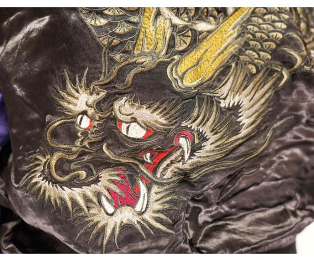 satori さとり スカジャン 和柄 金銀阿吽龍 刺繍 リバーシブル メンズ