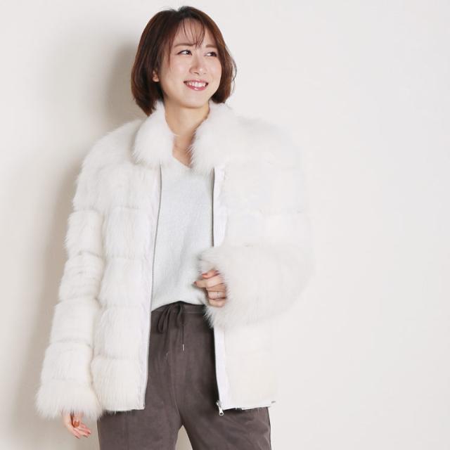 フォックス リバーシブル ジャケット ホワイト 白 ファー アウター