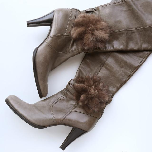 ファー コサージュ ブローチ ミンク