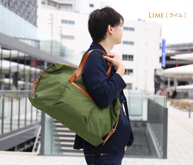 [HALEINE]牛革 栃木レザー たつのレザー ＆ ナイロン ボストン バッグ