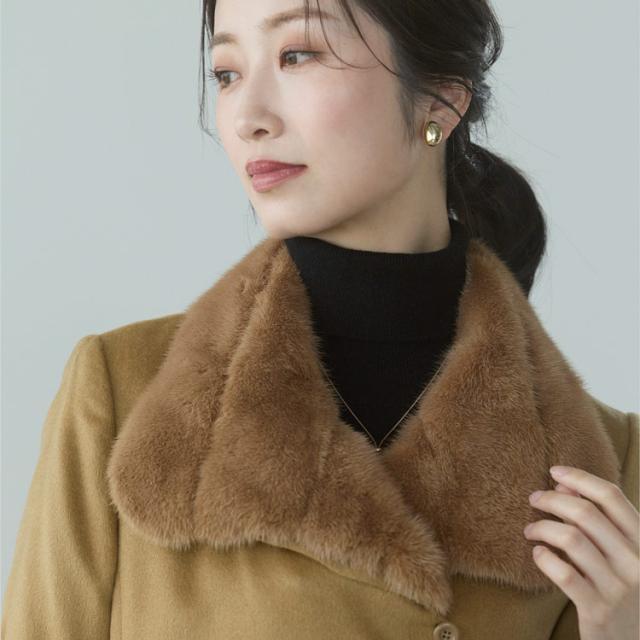 内モンゴル産 カシミヤ 100％ ロングコート ミンク襟 レディースの通販 