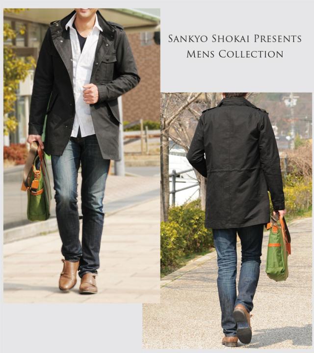 フィールドジャケット スタンドカラー フード付き / メンズ (No