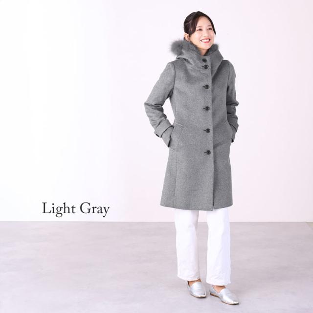 コート 膝丈 レディース 秋 冬 ライトグレー グレー 灰色