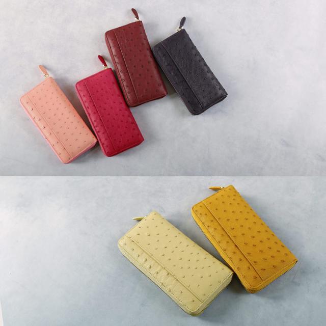 オーストリッチ 長財布 フルポイント レディース ラウンド ファスナー