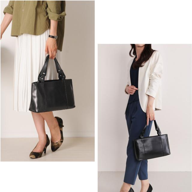 ブラック牛革ハンドバッグ