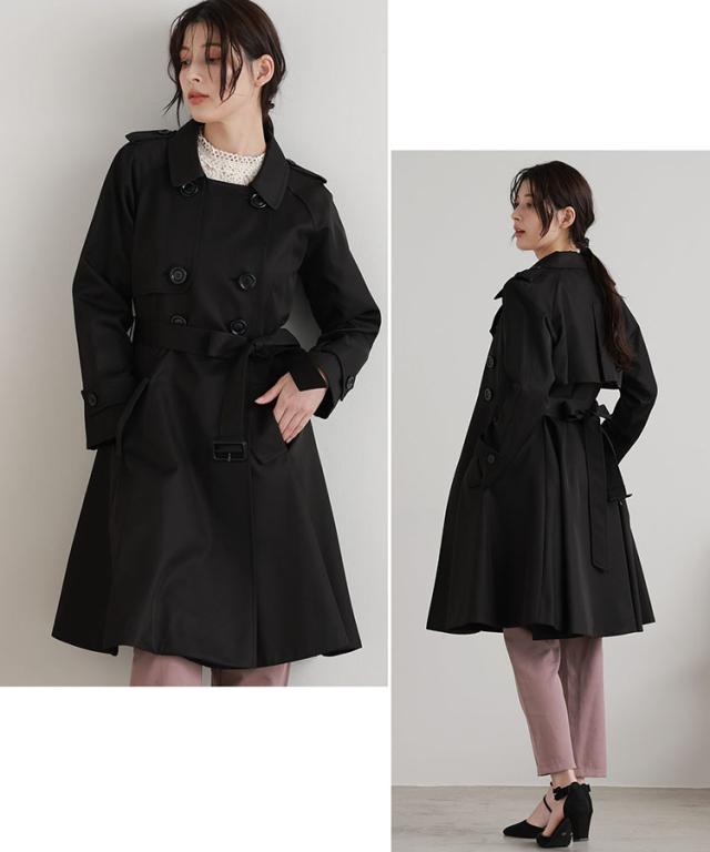 フレア トレンチコート 黒 ブラック