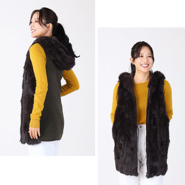 リアルファー 毛皮 手軽 デニム コーディネート ベスト