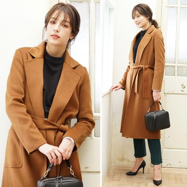 カシミヤ100% ロングコート レディース 内モンゴル産 高級カシミヤ