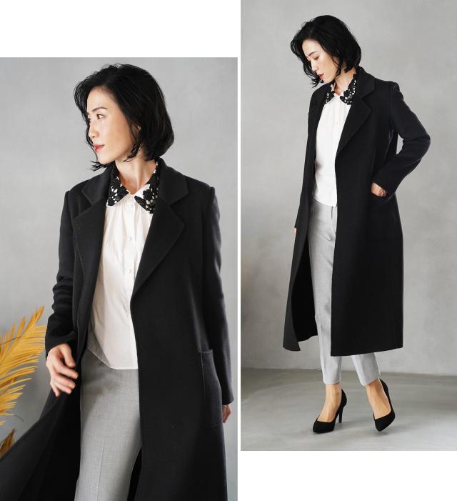 カシミヤ 100% ガウン ロング コート 着丈115cm レディース