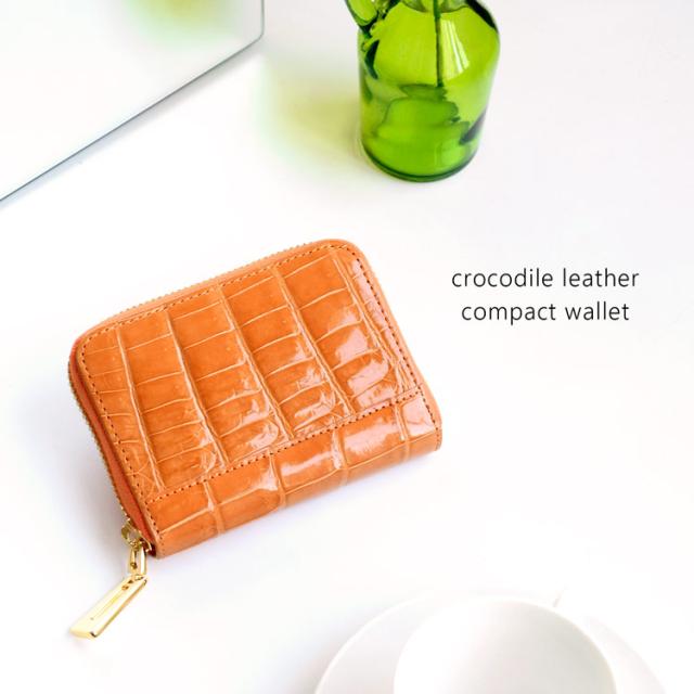 クロコダイル シャイニング 艶 ミニ財布 コンパクト 小さめ