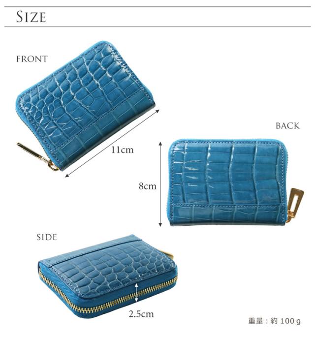 クロコダイル シャイニング 艶 ミニ財布 コンパクト 小さめ