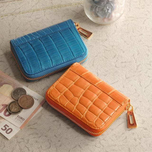 クロコダイル シャイニング 艶 ミニ財布 コンパクト 小さめ