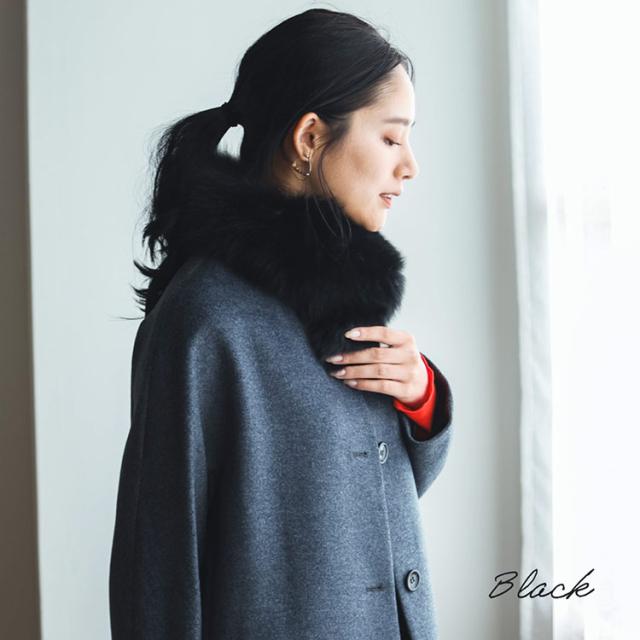 ブラック ファーマフラー レディース