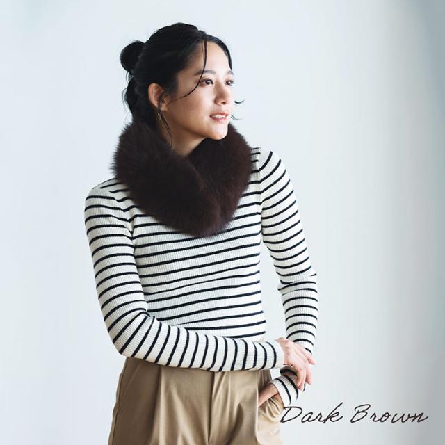 ダークブラウン フォックス ファーマフラー レディース