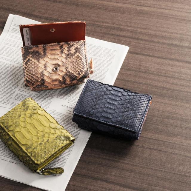 ダイヤモンドパイソン 三つ折り財布 レディース
