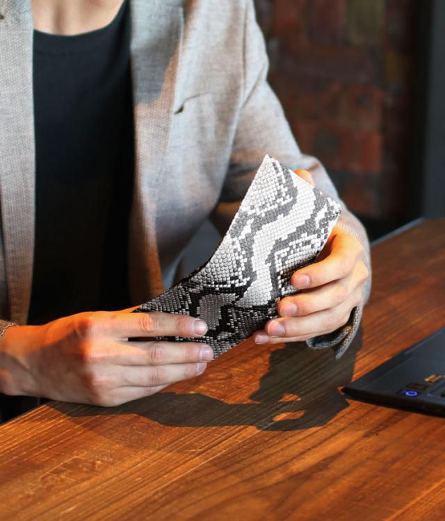 パイソン 折り財布 小銭入れ付き 無双仕立て