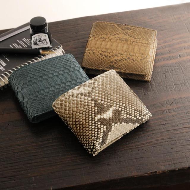 パイソン 折り財布 小銭入れ付き 無双仕立て