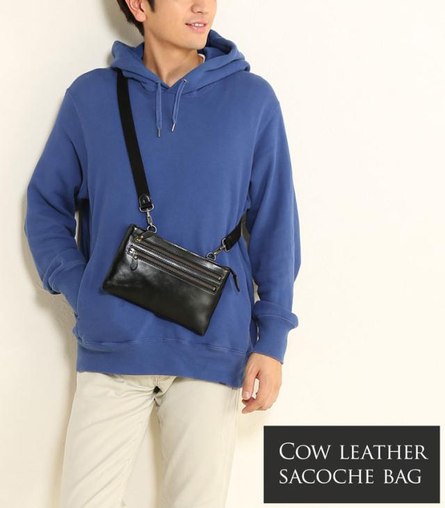 日本製 サコッシュ ショルダー バッグ メンズ 本革 牛革 ブラウン ブラック 豊岡 鞄