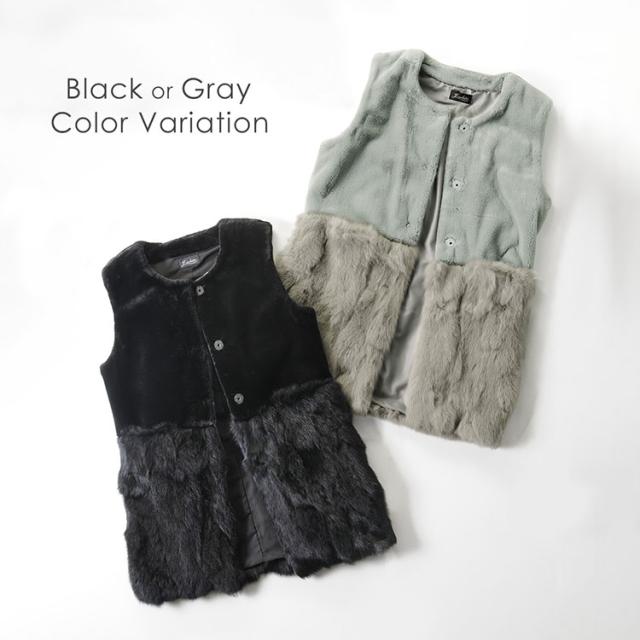 ラビット ファー ロング ベスト レディース ファッション