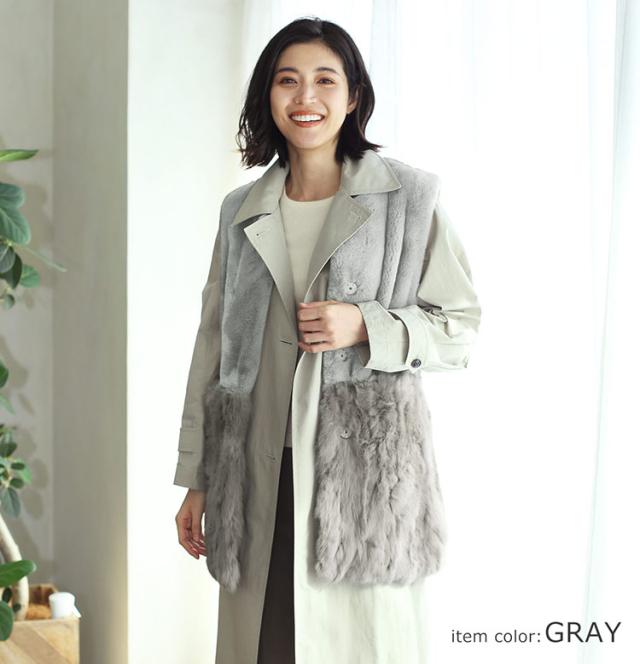 ラビット ファー ロング ベスト レディース ファッション