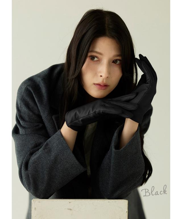 ブラック グレージュ ラム レザー グローブ スマホ対応 手袋