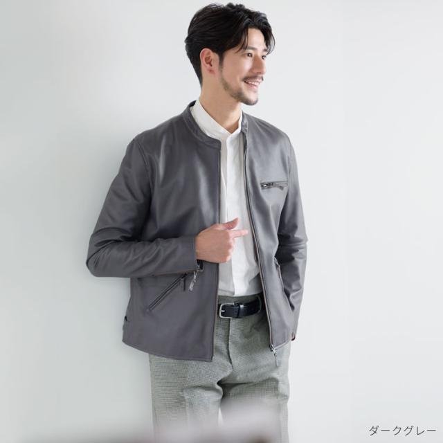 キャメル レザージャケット メンズ