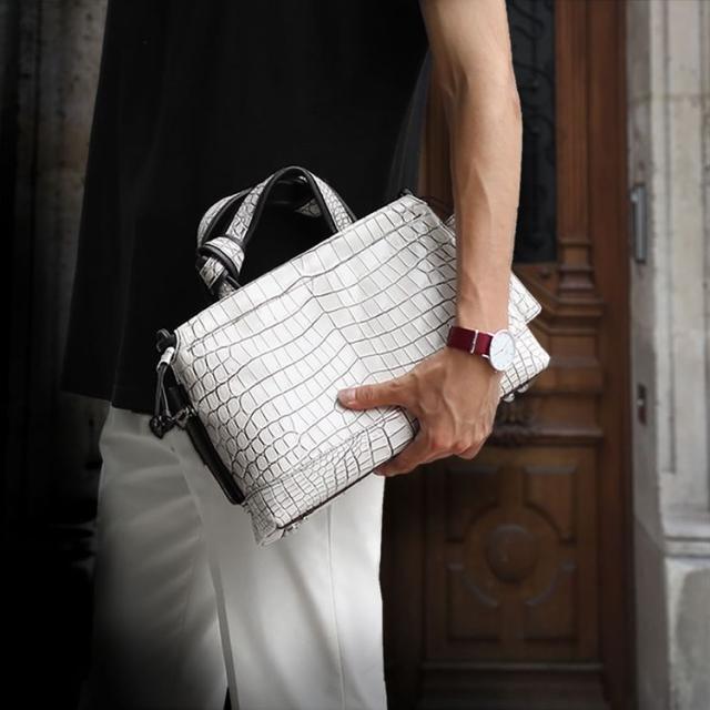 クロコダイル ハンドバッグ 2WAY センター取り マット 加工 目地染め 2WAY