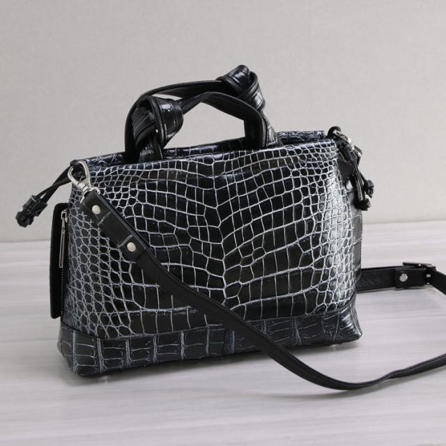 クロコダイル ハンドバッグ 2WAY センター取り マット 加工 目地染め 2WAY