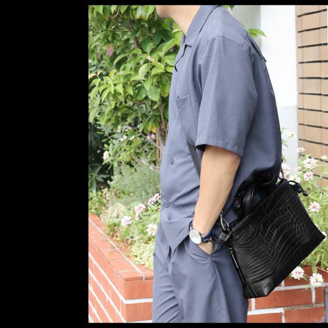 クロコダイル ハンドバッグ 2WAY センター取り マット 加工 目地染め 2WAY