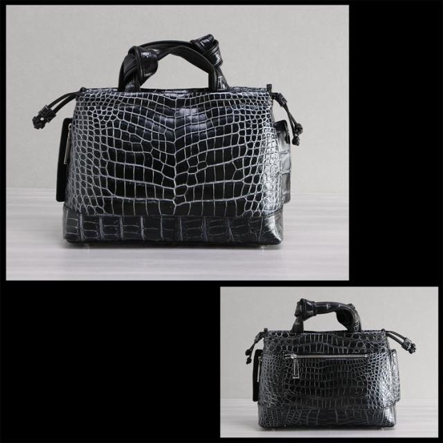 クロコダイル ハンドバッグ 2WAY センター取り マット 加工 目地染め 2WAY