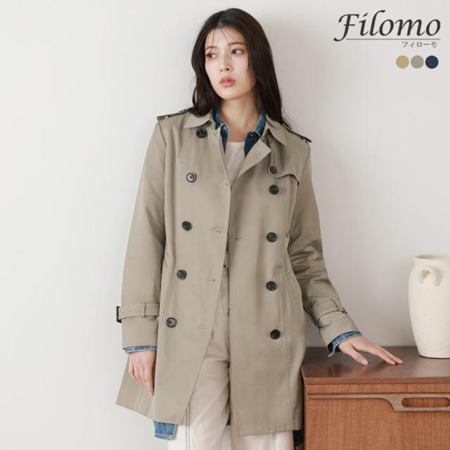 トレンチコート 定番 レディース 弱撥水 グレー